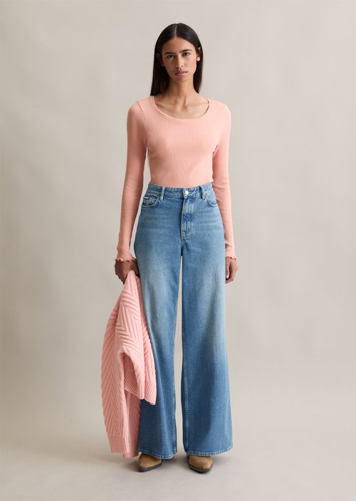 Slim-fit long-sleeve shirt — Rose Powder