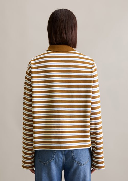 Long-sleeved polo shirt relaxed — Medium Brown