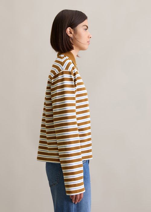 Long-sleeved polo shirt relaxed — Medium Brown