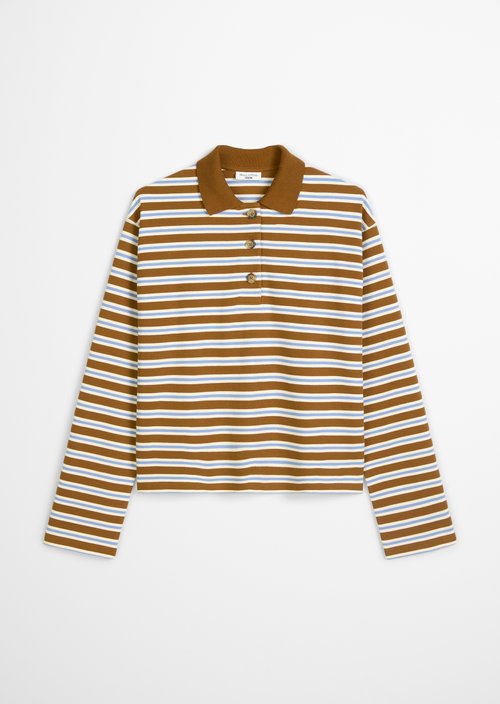 Long-sleeved polo shirt relaxed — Medium Brown