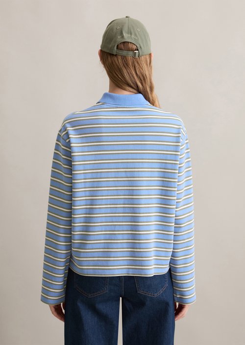 Long-sleeved polo shirt relaxed — Medium Blue