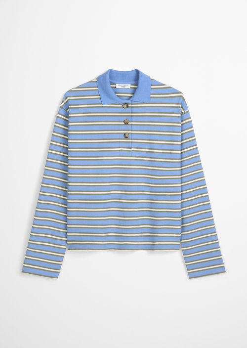 Long-sleeved polo shirt relaxed — Medium Blue