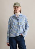 Long-sleeved polo shirt relaxed made from striped heavy piqué