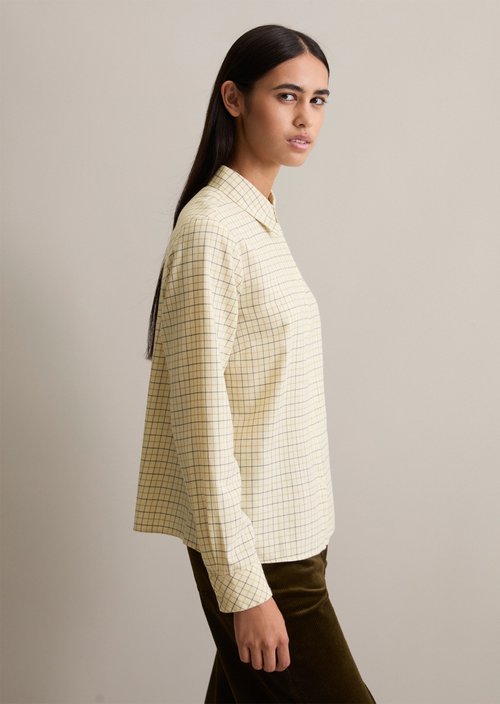 Loose check blouse — Offwhite