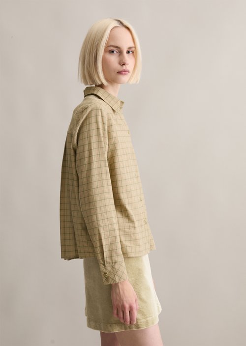 Loose check blouse — Light Green