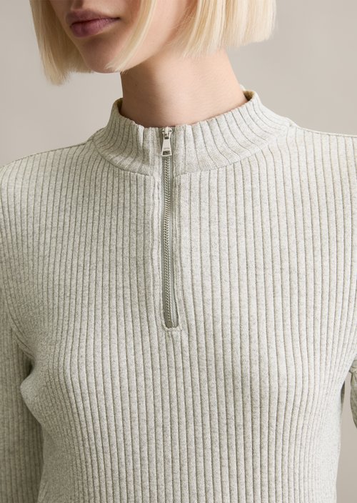 Half-zip longsleeve slim — Stone Melange