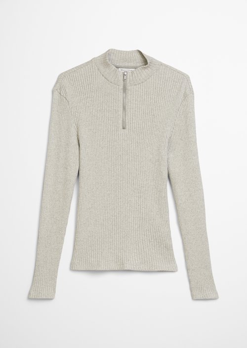 Half-zip longsleeve slim — Stone Melange