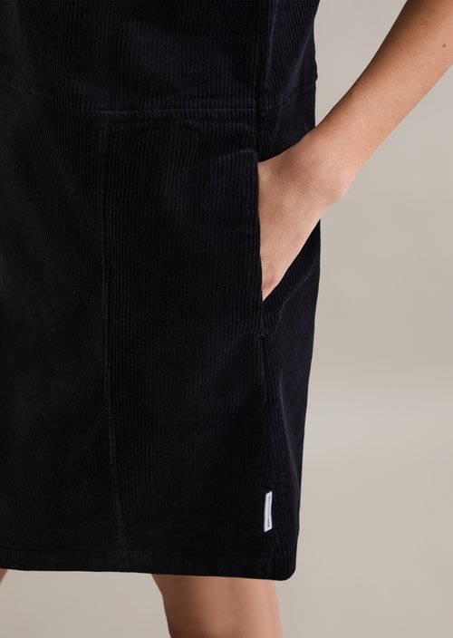 Short corduroy dress A-shape — Black