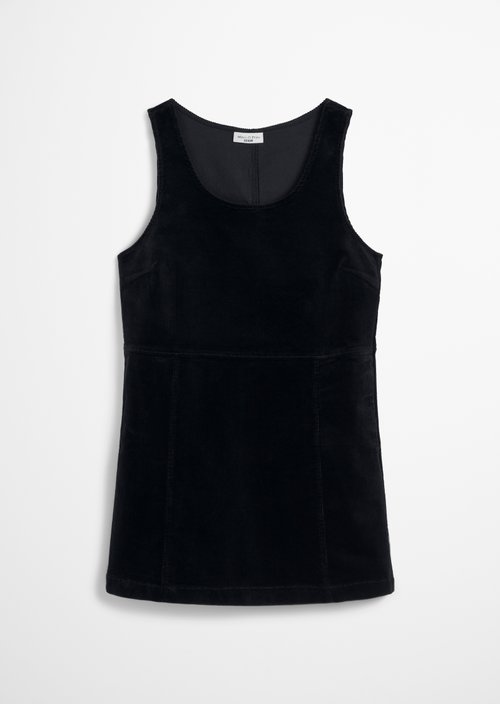 Short corduroy dress A-shape — Black