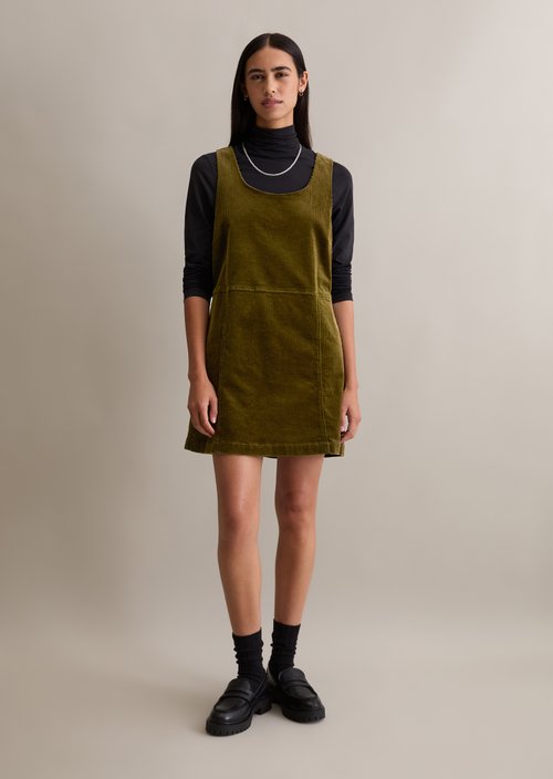 Short corduroy dress A-shape — Burnished Logs