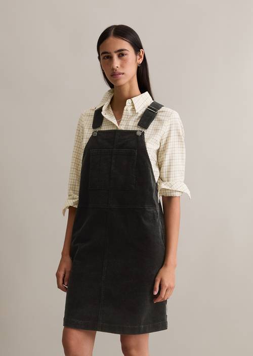 Corduroy dungaree dress flared made from a stretchy organic cotton blend