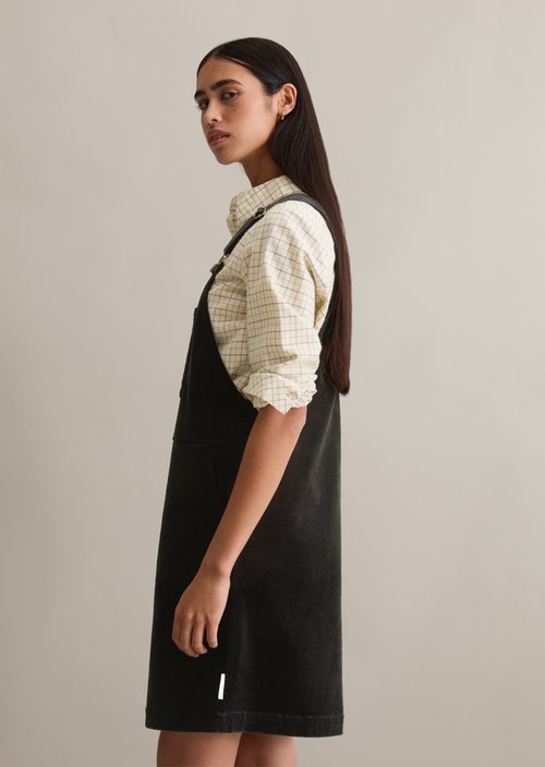 Corduroy dungaree dress flared — Black