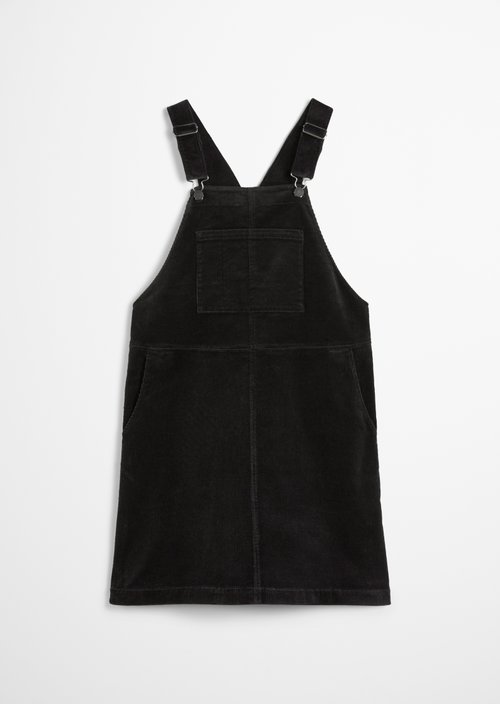 Corduroy dungaree dress flared — Black