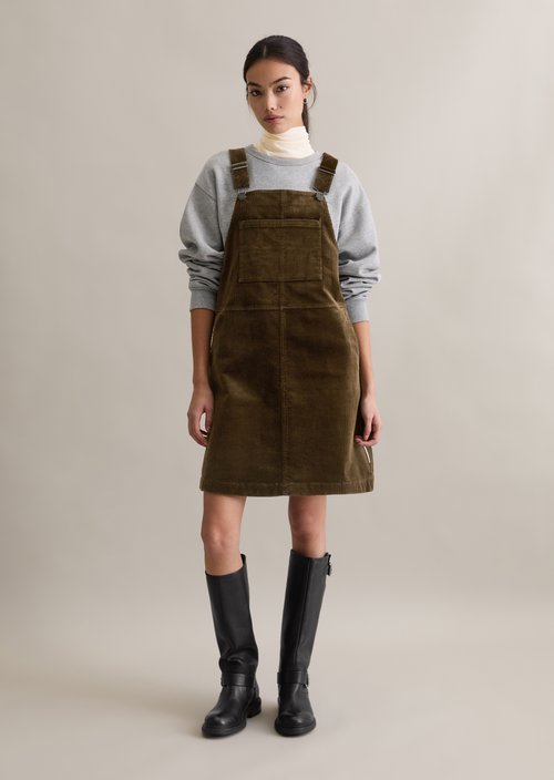Corduroy dungaree dress flared — Burnished Logs
