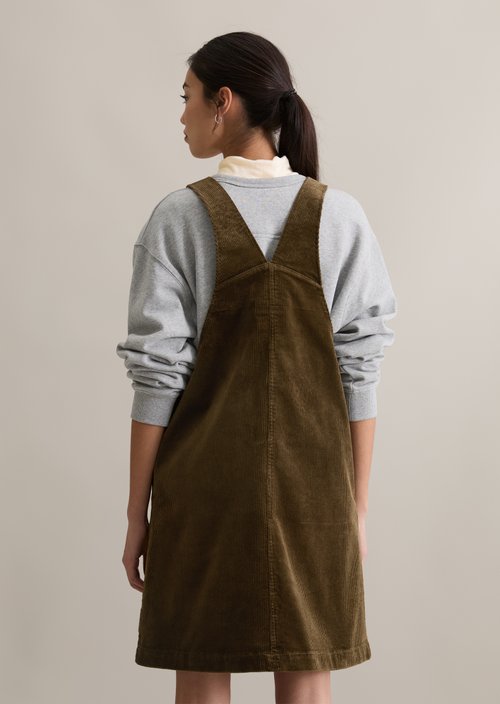 Corduroy dungaree dress flared — Burnished Logs