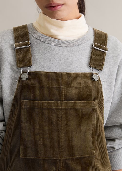 Corduroy dungaree dress flared — Burnished Logs
