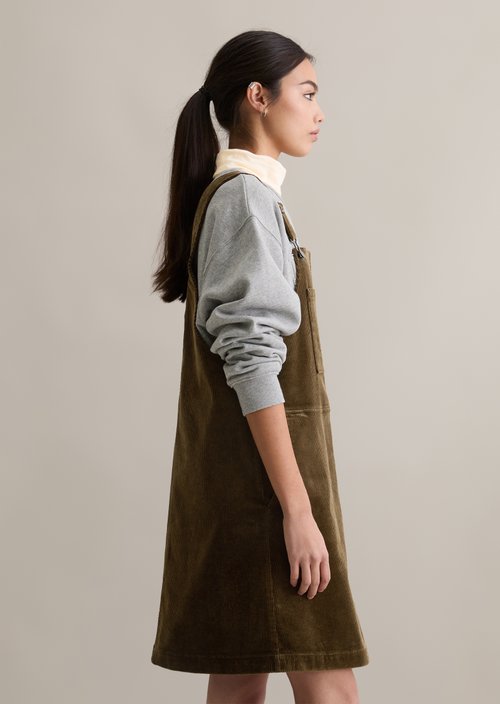 Corduroy dungaree dress flared — Burnished Logs