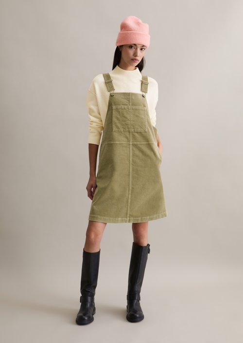 Corduroy dungaree dress flared — Artichoke Leaf