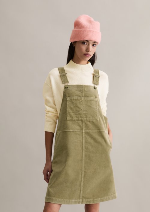 Corduroy dungaree dress flared — Artichoke Leaf