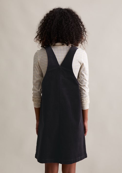 Corduroy dungaree dress flared — Blue Depths