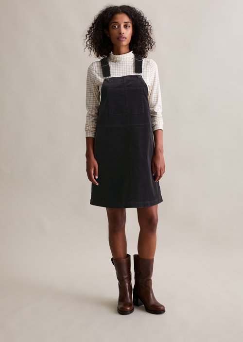 Corduroy dungaree dress flared — Blue Depths