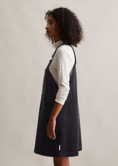 Corduroy dungaree dress flared — Blue Depths