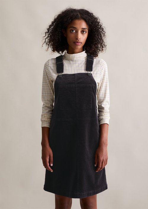 Corduroy dungaree dress flared — Blue Depths