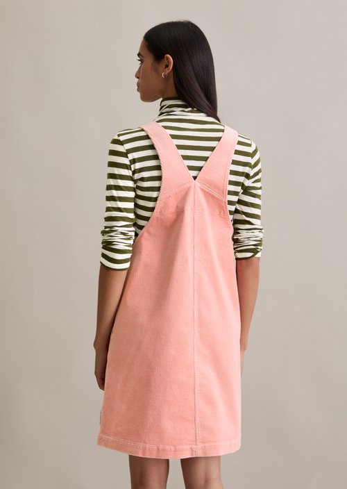 Corduroy dungaree dress flared — Rose Powder