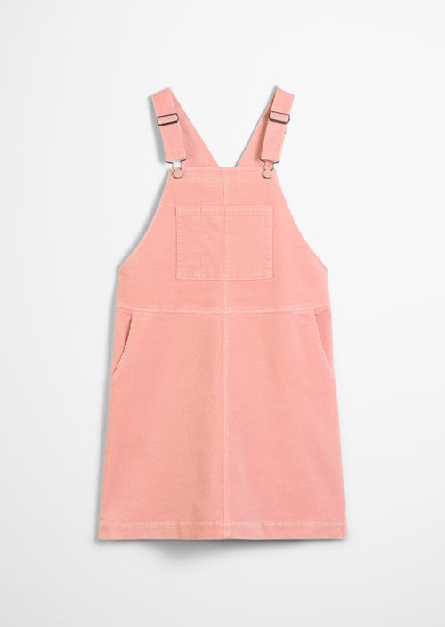 Corduroy dungaree dress flared — Rose Powder