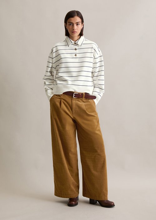 Striped polo sweatshirt relaxed — Offwhite