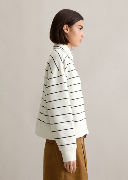 Striped polo sweatshirt relaxed — Offwhite