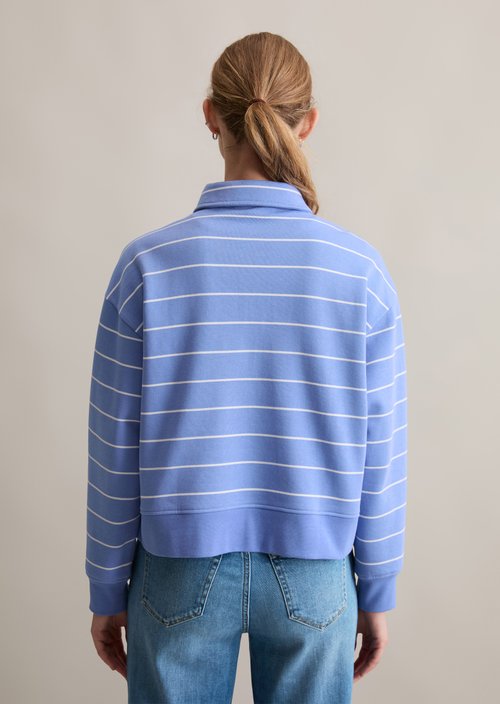 Striped polo sweatshirt relaxed — Medium Blue