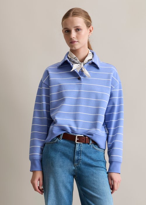 Striped polo sweatshirt relaxed — Medium Blue