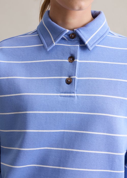 Striped polo sweatshirt relaxed — Medium Blue