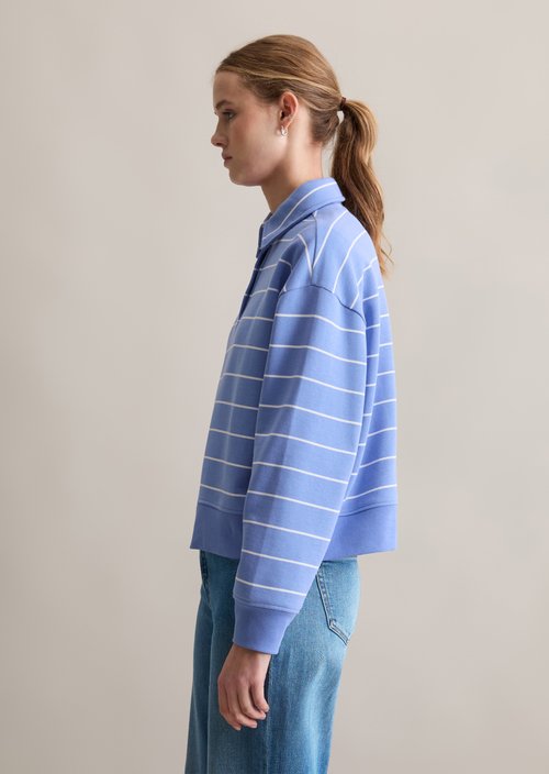 Striped polo sweatshirt relaxed — Medium Blue