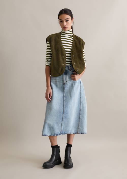 Relaxed sweatvest met krullen Burnished Logs in vooraanzicht