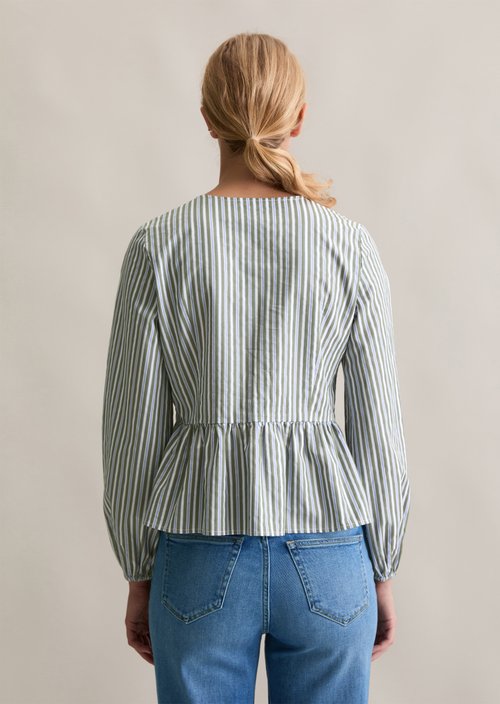 Striped blouse shaped — Light Green