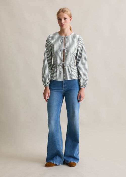 Striped blouse shaped — Light Green