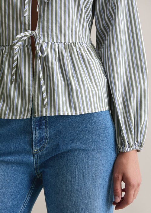 Striped blouse shaped — Light Green