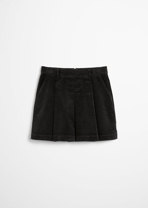 Corduroy mini skirt A-shape — Black