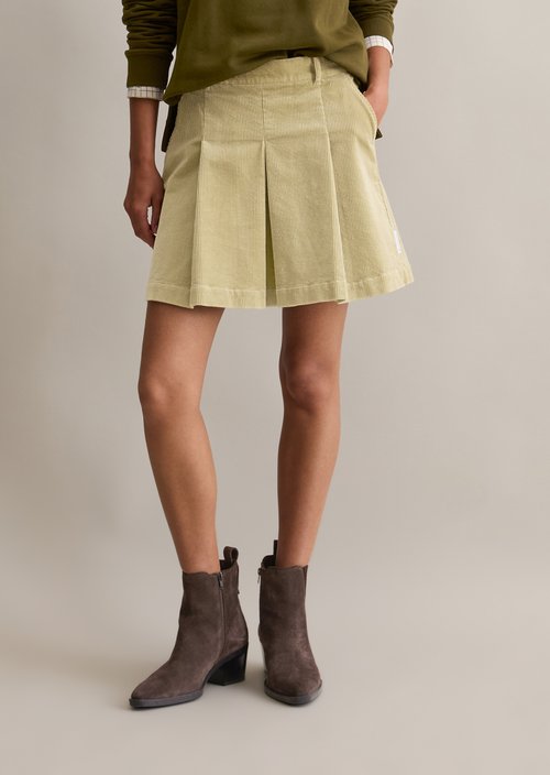 Corduroy mini skirt A-shape — Artichoke Leaf