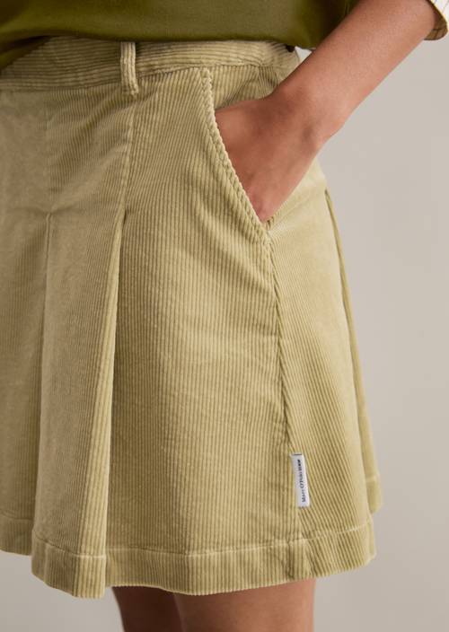 Corduroy minirok A-vorm Artichoke Leaf in detailaanzicht