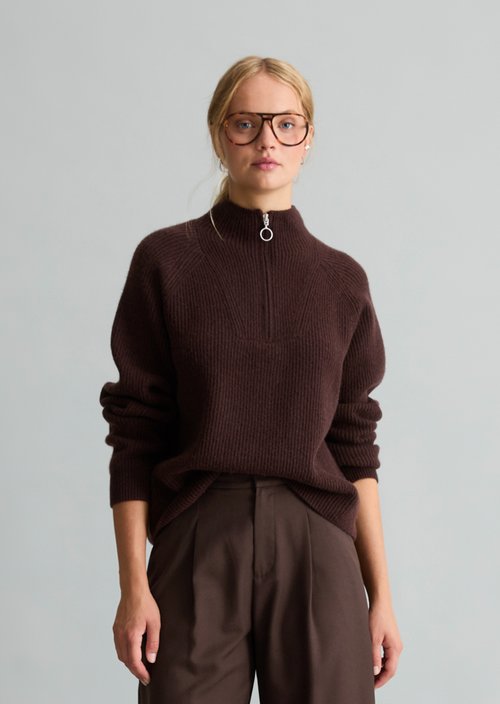 Knitted sweater regular — Dark Brown Melange