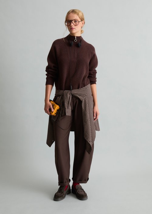 Knitted sweater regular — Dark Brown Melange