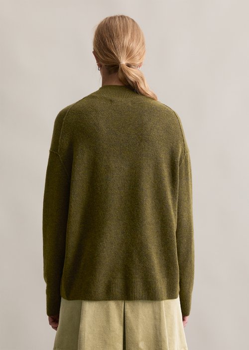 Knitted sweater regular — Dark Green Melange