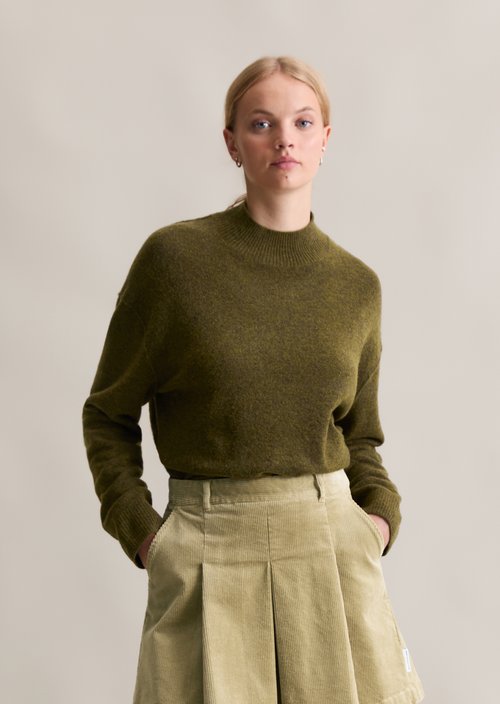 Knitted sweater regular — Dark Green Melange