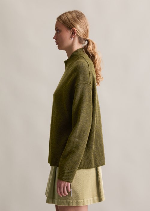 Knitted sweater regular — Dark Green Melange