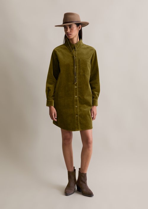 Relaxed corduroy shirt dress — Burnished Logs