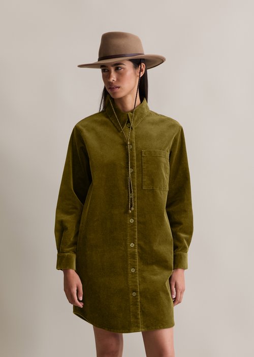 Relaxed corduroy shirt dress — Burnished Logs