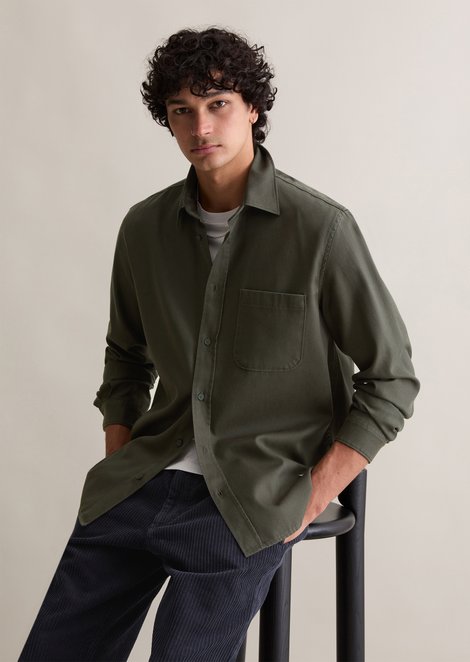 Marc O'Polo Regular overhemd, Heren, zwart, M, 65% Lyocell, 35% Katoen